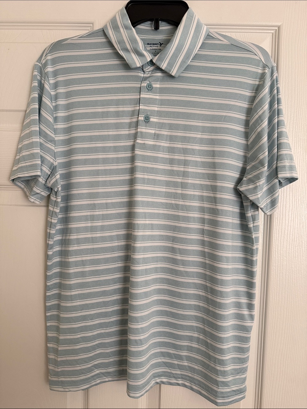 Old Navy Men's Light Blue & White Striped Polo